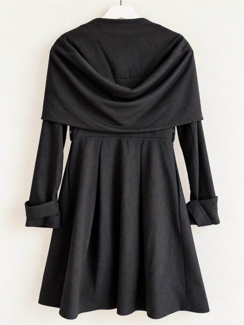 Vero Moda Black Hooded Fit & Flare Double Breasted Coat XS 34 - Picture 6 of 7